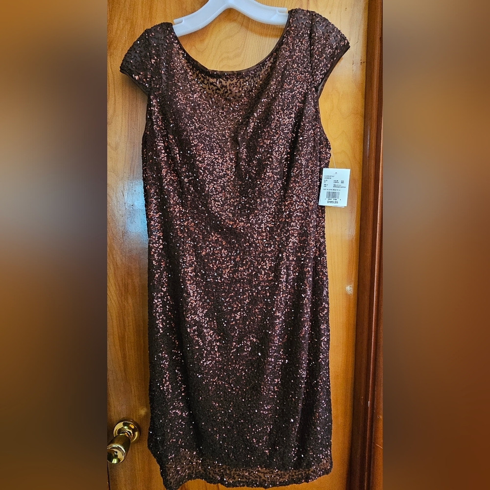 Cap sleeve copper/brown sequin dress